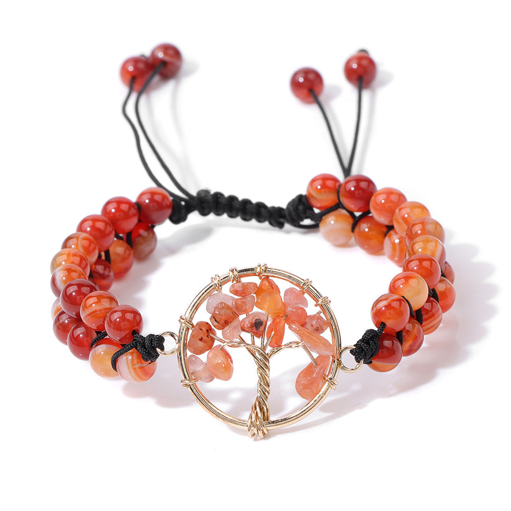 Women's & Men's & Natural Stone Bead Gravel Lucky Tree Winding Bracelets