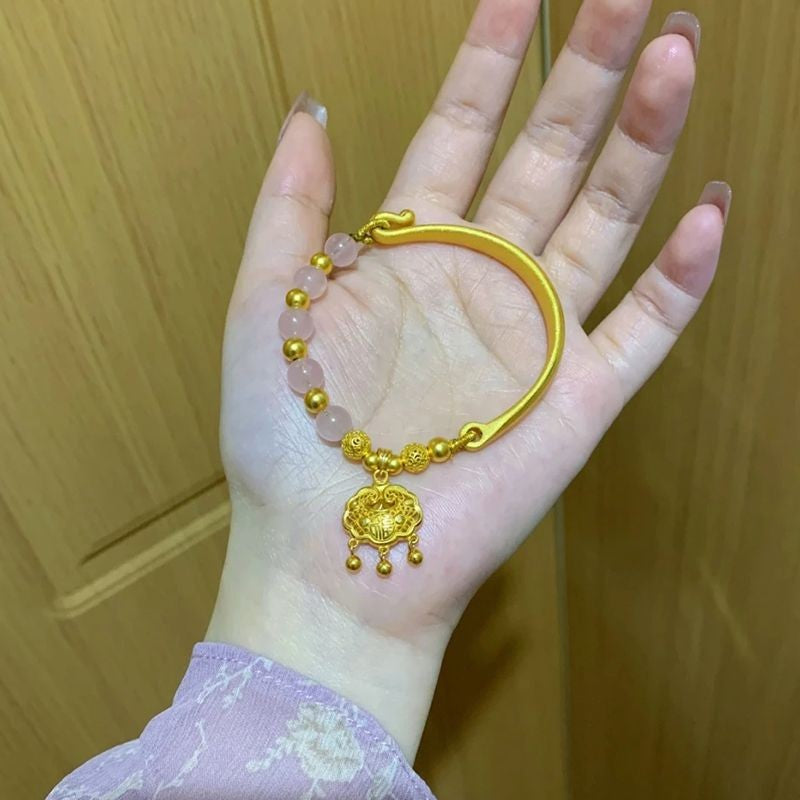 Jade Longevity Lock Pink Crystal Safety Such The With Secret Bracelet