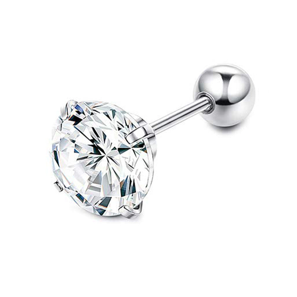 Ear Bone Stainless Steel Zircon Super Flash Nail Drill Stud Earrings