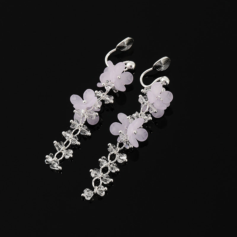 Women's Mosquito Coil Earless Long Tassel Sier Earrings