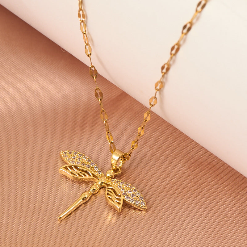Women's Light Luxury Personality Hollow Out Dragonfly Micro Necklace