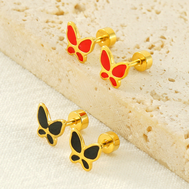 Women's Fashion Butterfly Ear Bone Cute Sweet Stainless Steel Rings