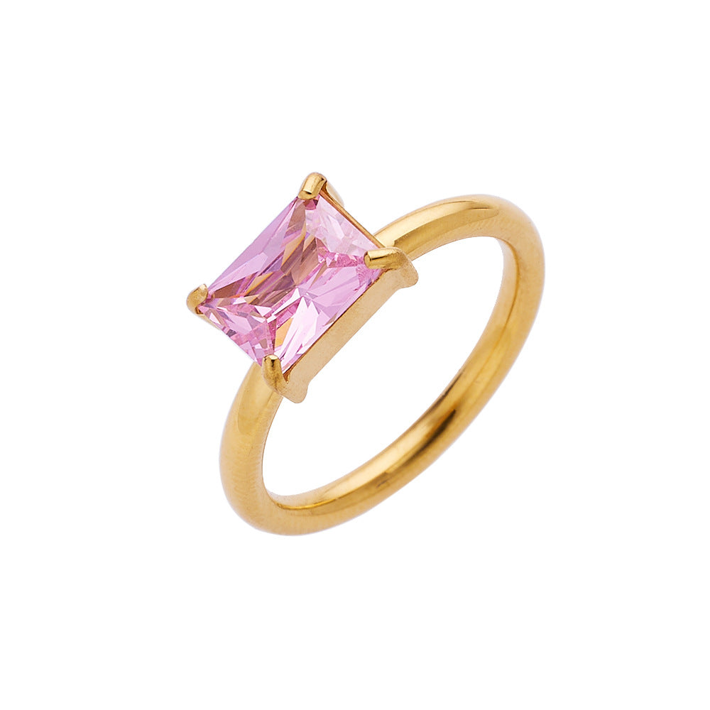 Stainless Steel Female Gold Plated Design High Sense Ring