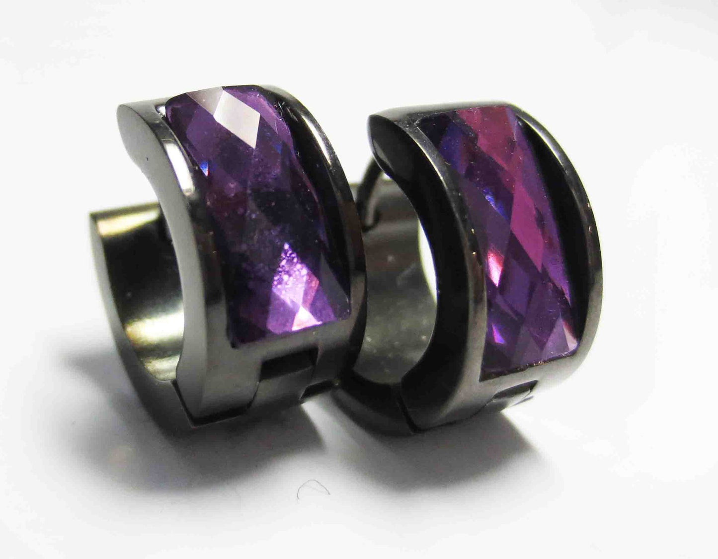 Women's & Men's Steel Clips Geometric Rhinestone Titanium Color Acrylic Ear Buckle
