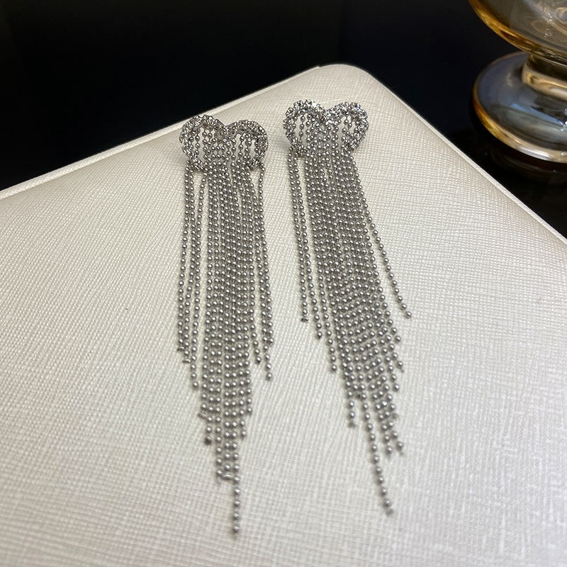 Boucles d'oreilles longues en diamant de style coréen sauvage pour femmes