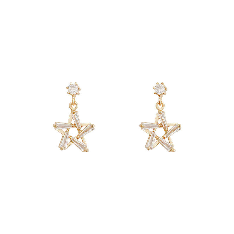 Flash Zircon Star Simple Personality Advanced Design Sense Earrings