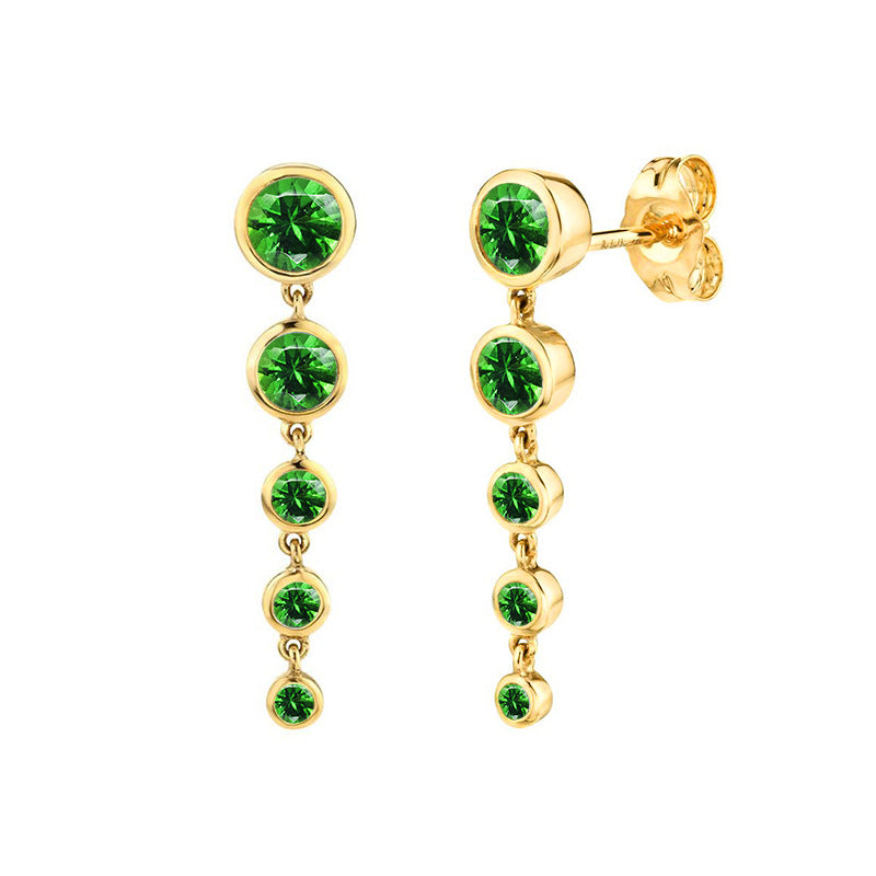 Sier Needle Tail Chain Rhinestone Creative Simple Zircon Stud Earrings