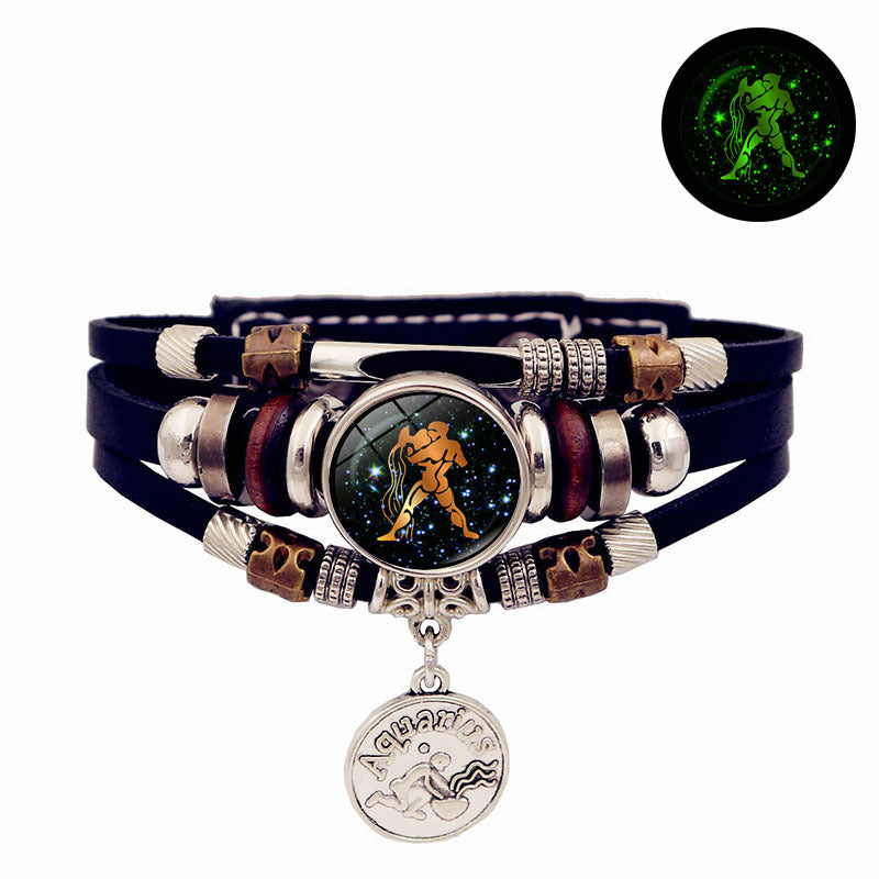 Damen &amp; Herren &amp; leuchtende Sternbild-Leder- und Paargeschenke handgefertigte kreative Perlenarmbänder