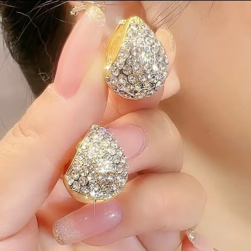 Light Luxury Full Diamond Clip Female Tide Earrings