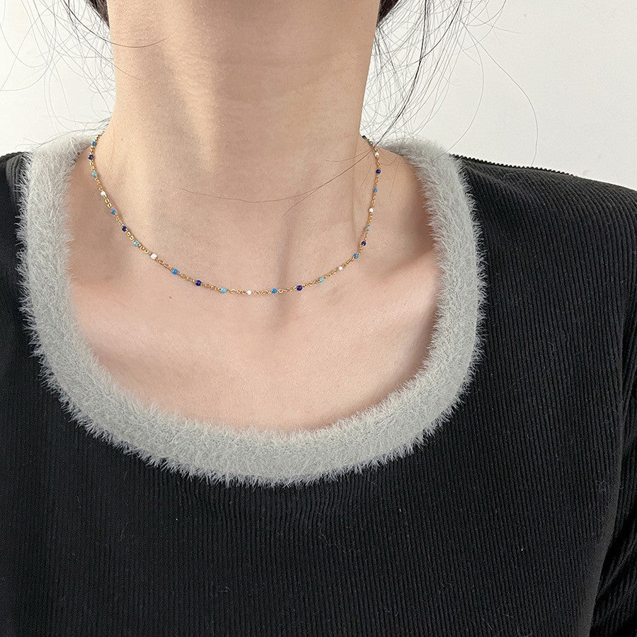 Dopamine Colorful Daisy Flower Pearl Female Summer Necklace