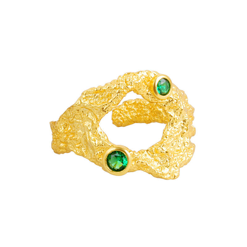 Cold Wind Irregular Texture Hollow Female Rings