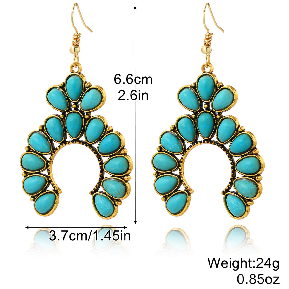 Bohemian Turquoise Vintage Ethnic Style Set Earrings