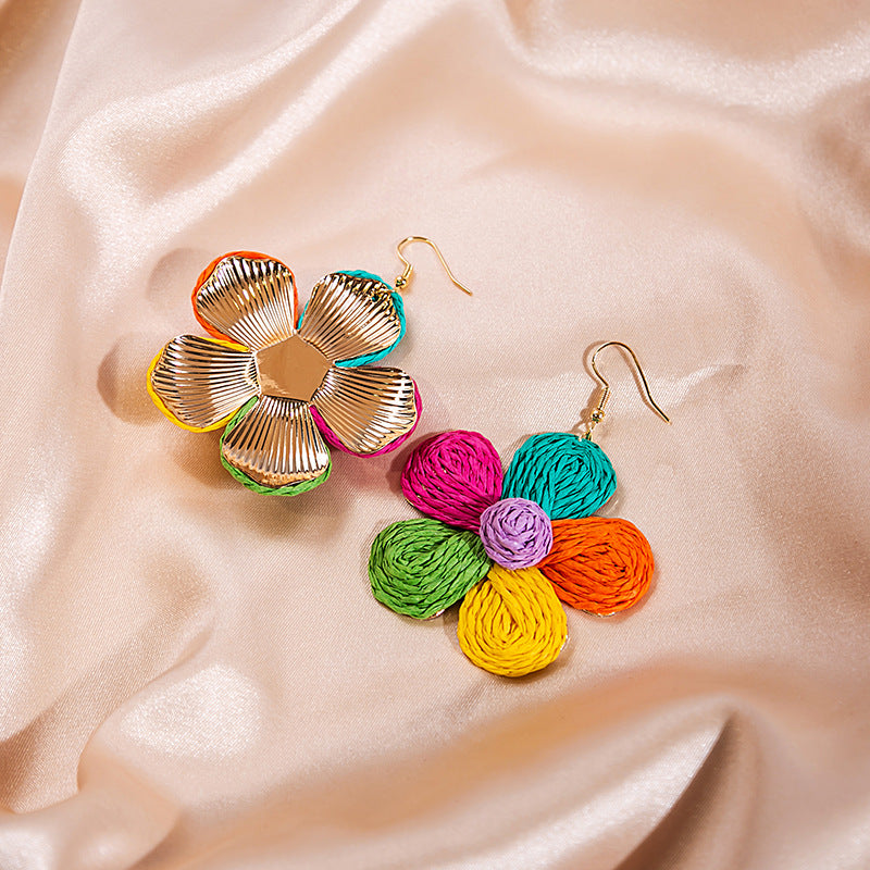 Flowers Ear Hook Sweet Personality Color Earrings