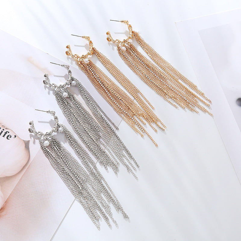 Elegant Retro Long Exquisite Tassel High Sense The Earrings