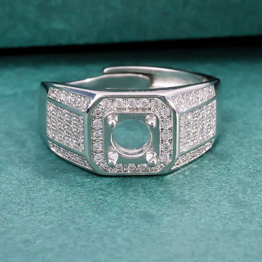 Men's Frame Inlaid Round Pointed Bottom Chinese Diamond Full Ring