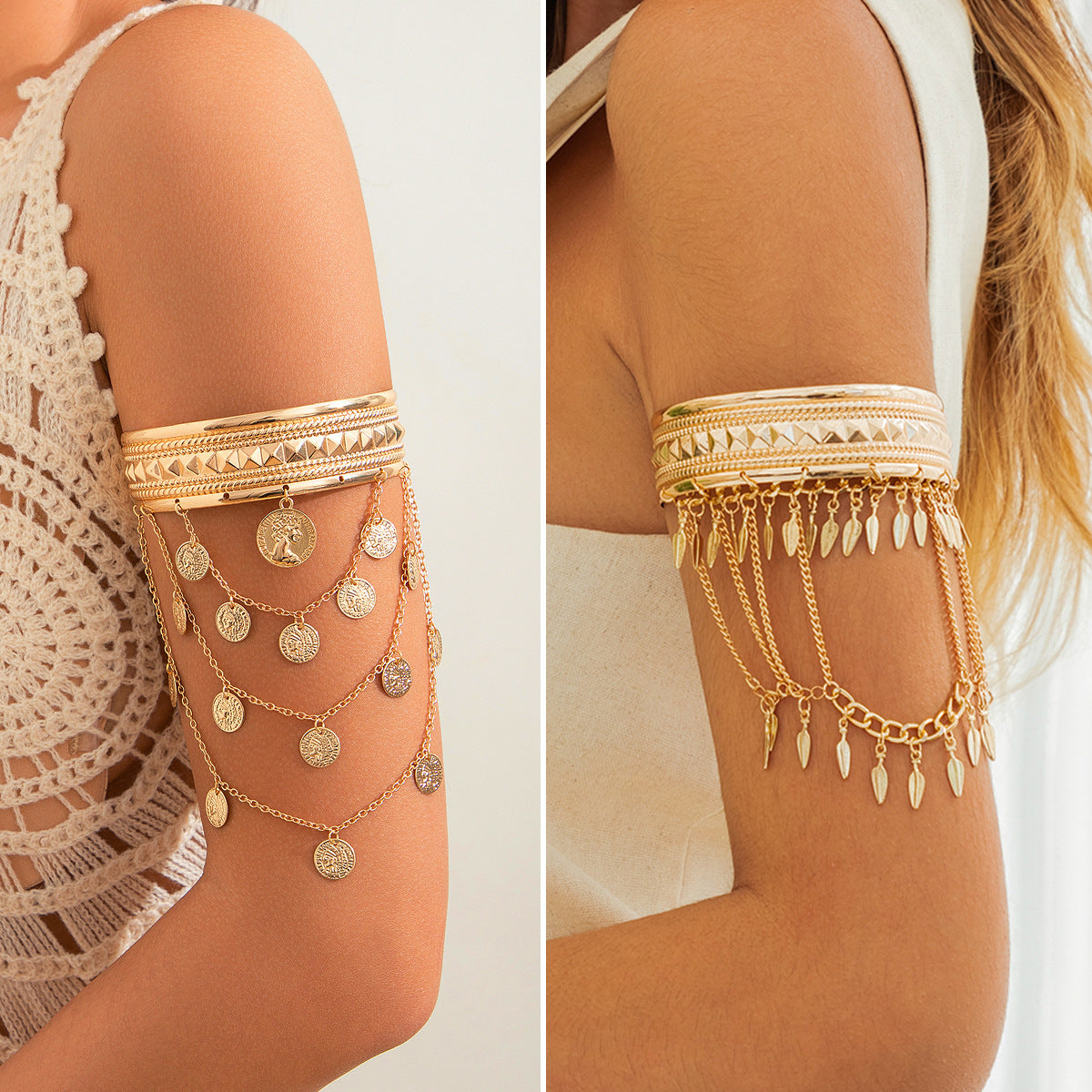 Cowboy Style Metal Coin Tassel Ethnic Bracelets