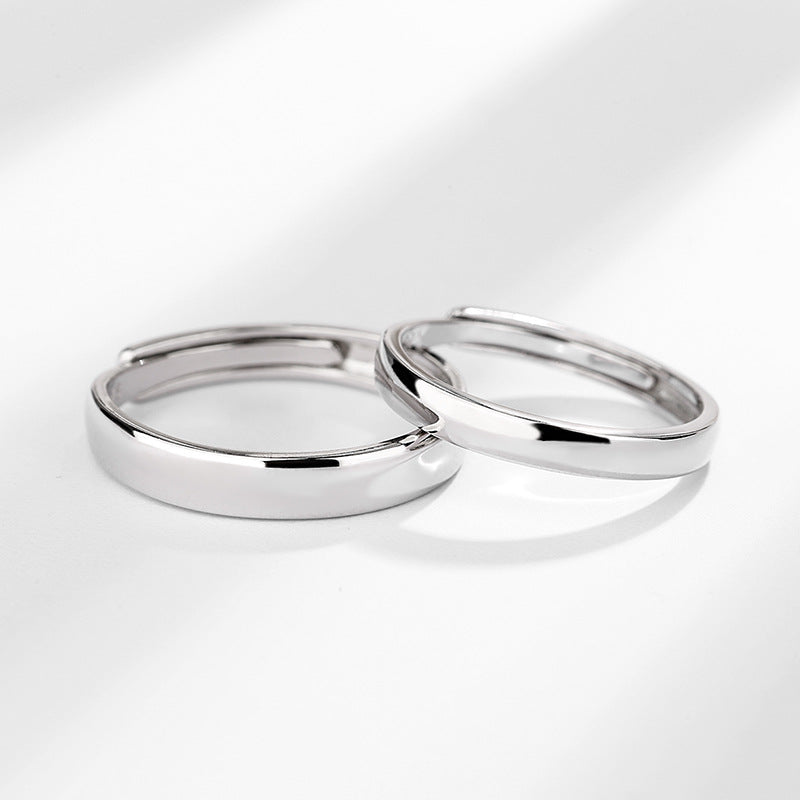 Bagues de couple simples brillantes en argent Sterling pour femmes, hommes et Concept