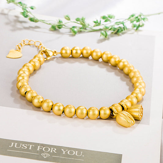 Women's National Fashion Two Ancient Gold Lotus Seedpod Bracelets