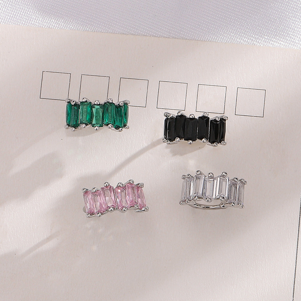 Men's Square Light Luxury Colorful Crystals Without Pierced Irregular With Personality Rings