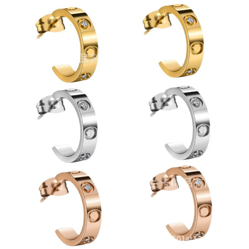 Shaped Titanium Steel Ear Fashion Colored Earrings