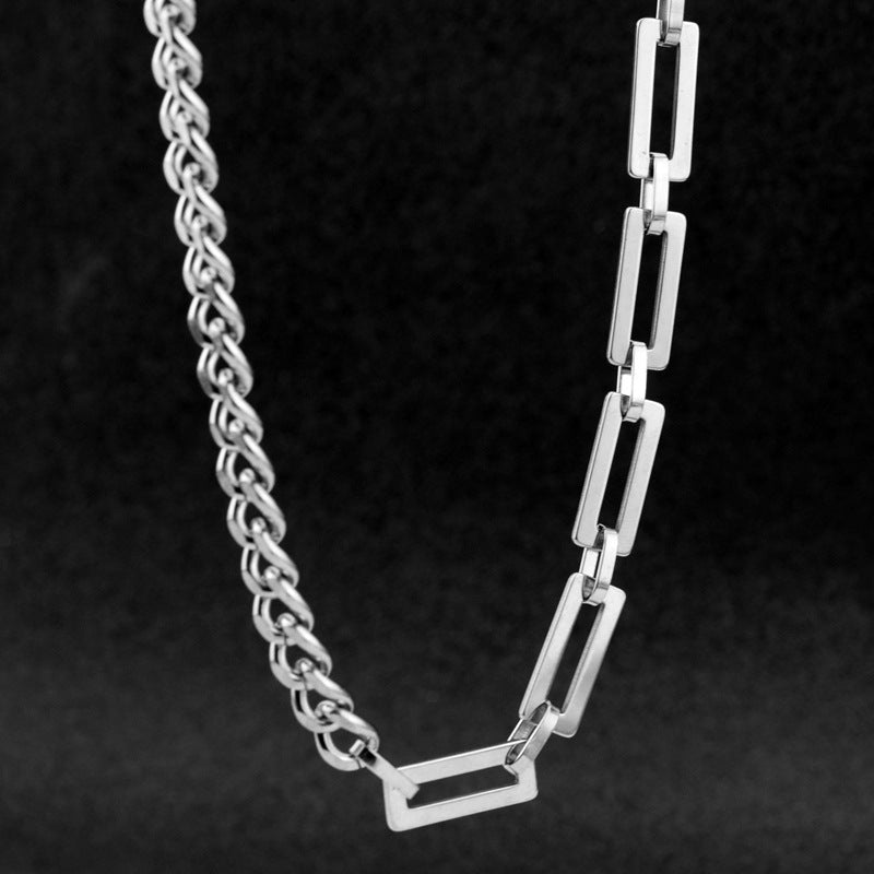 Women's & Men's & Steel Personality Twin Asymmetric Handmade Necklaces