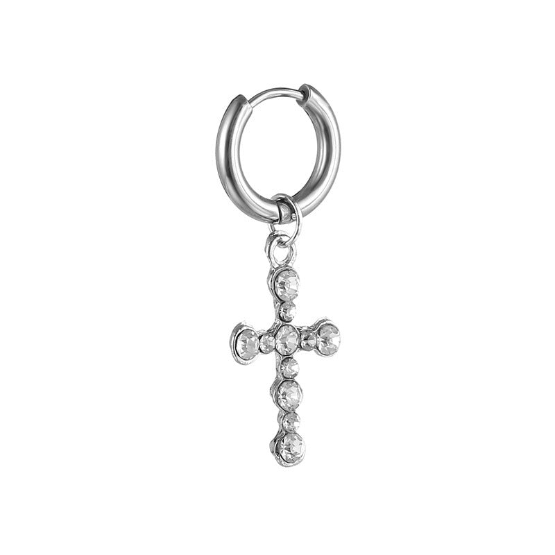 Women's & Men's Korean Fashion Trend Cross Titanium Steel Personalized Hip Hop Ear Buckle