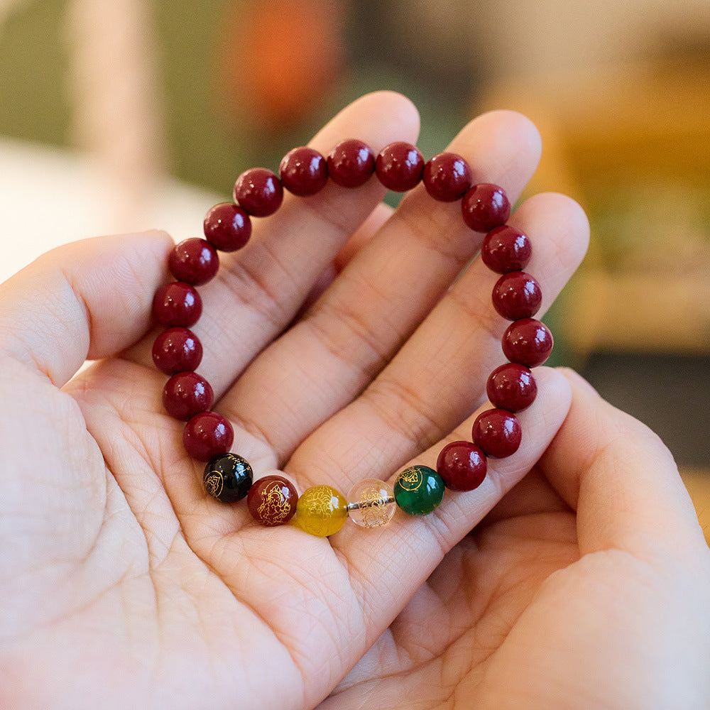 Cinnabar Five Gods Of Wealth Purple Bracelets