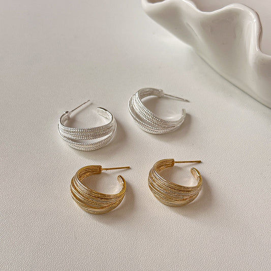 High-grade Cold Style Sier Pin Commute Stud Earrings