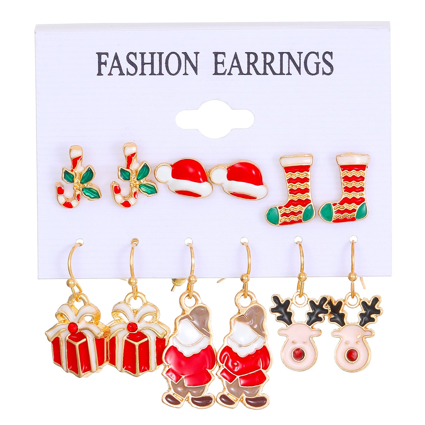 Women's Christmas Suit Drop Oil Jingling Bell Elk Tree Earings Earrings