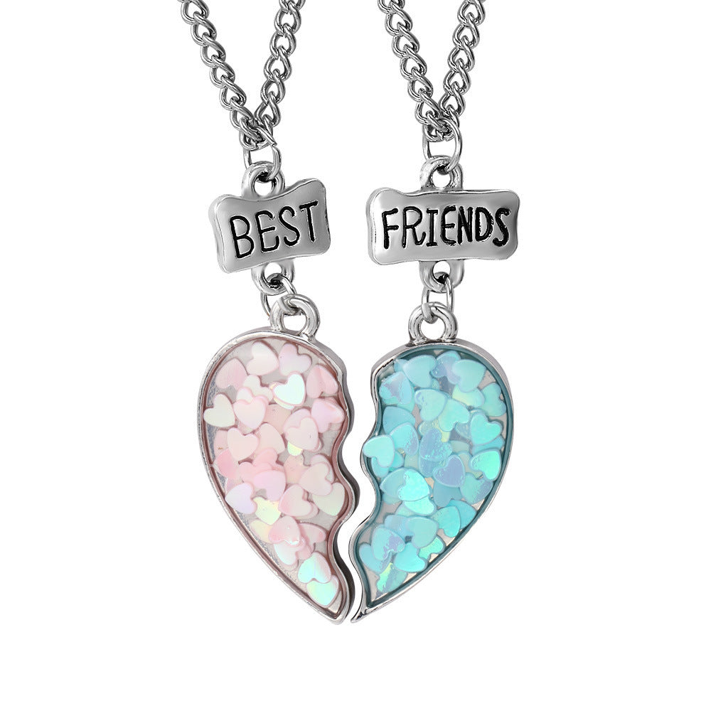 Friend Metal Dripping Colored Loving Heart Necklaces