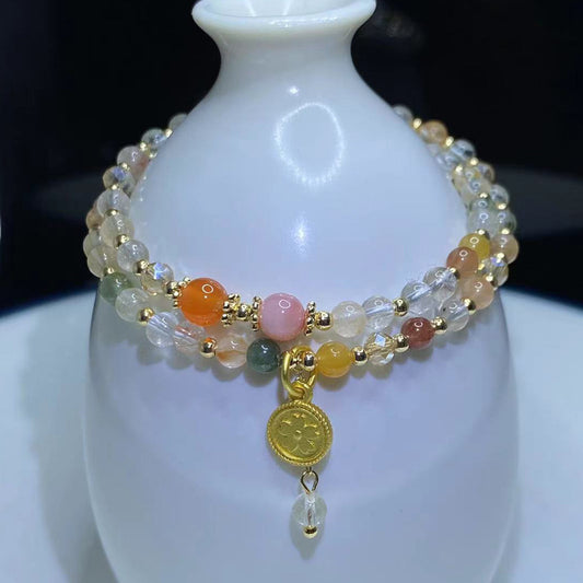 Natural Crystal Agate Colorful Hair Double Full Pull-out Bracelets