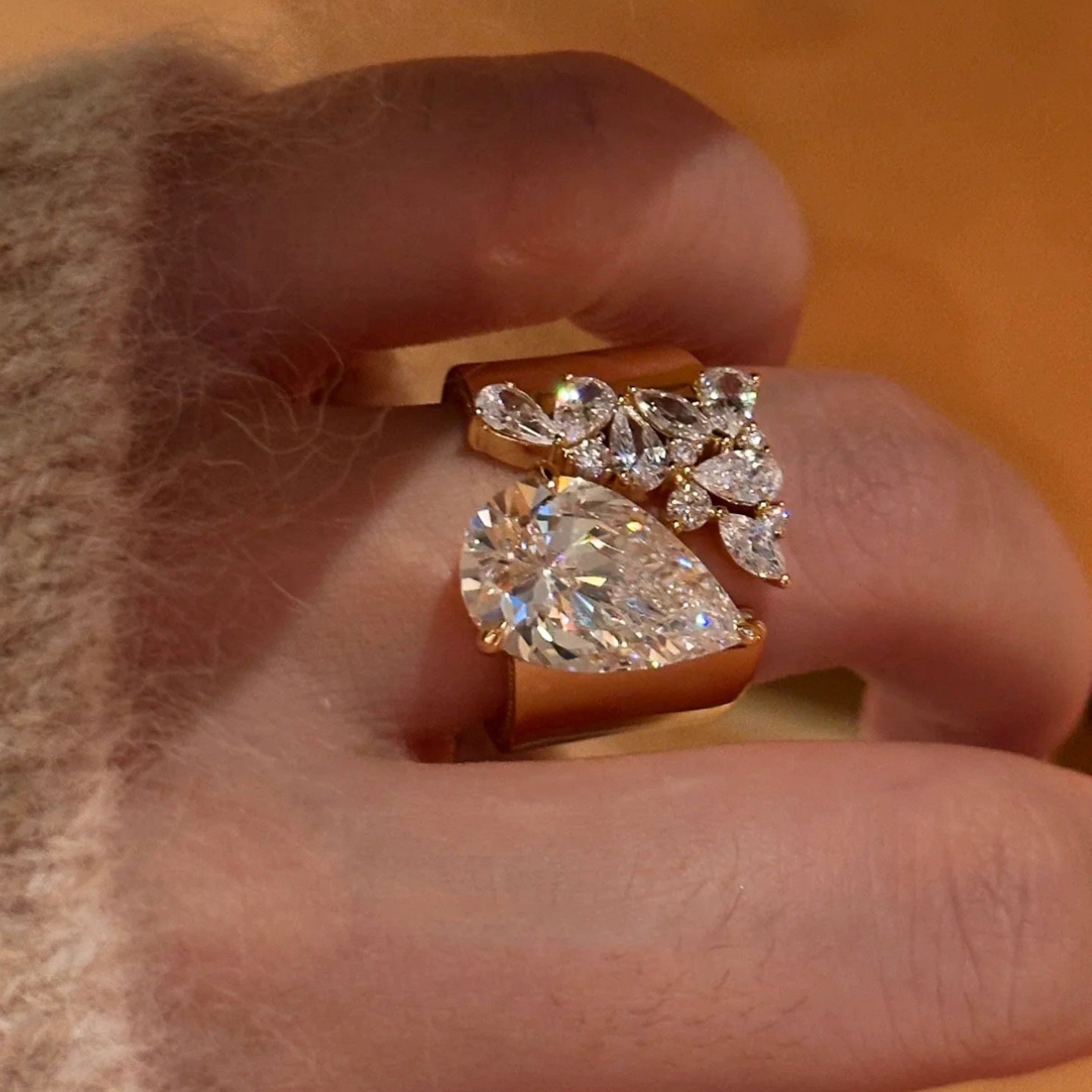Women's Double-headed Rhinestone Open Light Luxury High-grade Ring