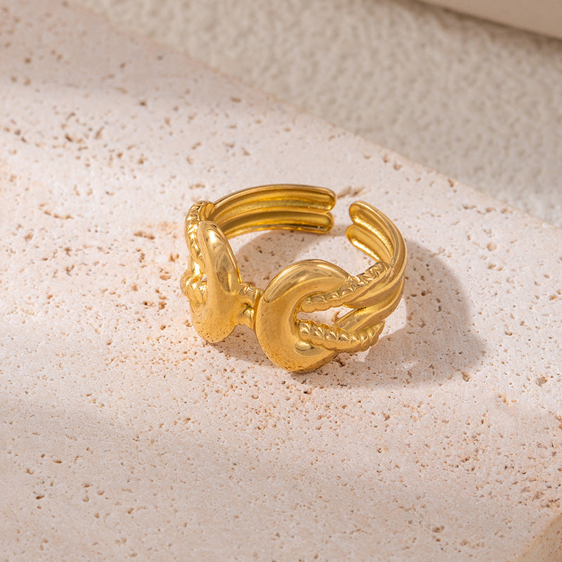 Fashionable Elegant Stainless Steel Leaf Female Style Hip Ring