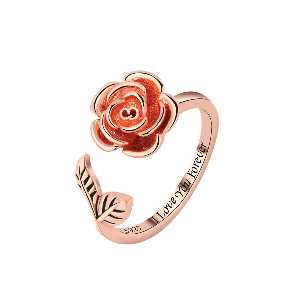 Rotatable Fashion And Trendy Style Flowers Index Finger Valentine's Rings