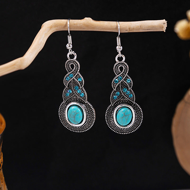 Tassel Turquoise Retro Minority Ethnic Style Earrings