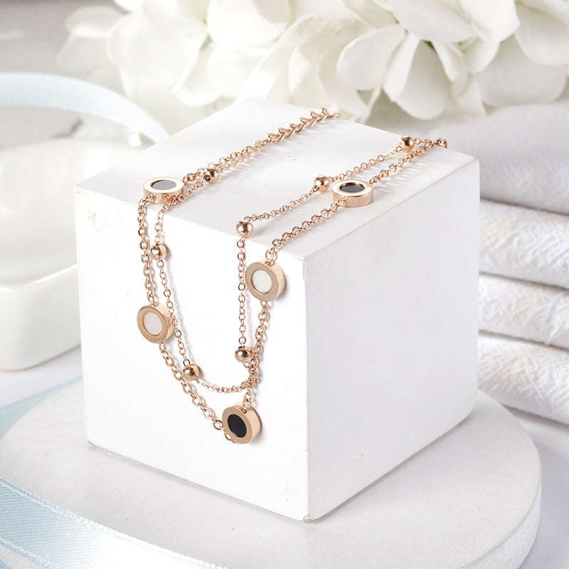 Bracelets doubles en acier, tendance de la mode féminine, or Rose