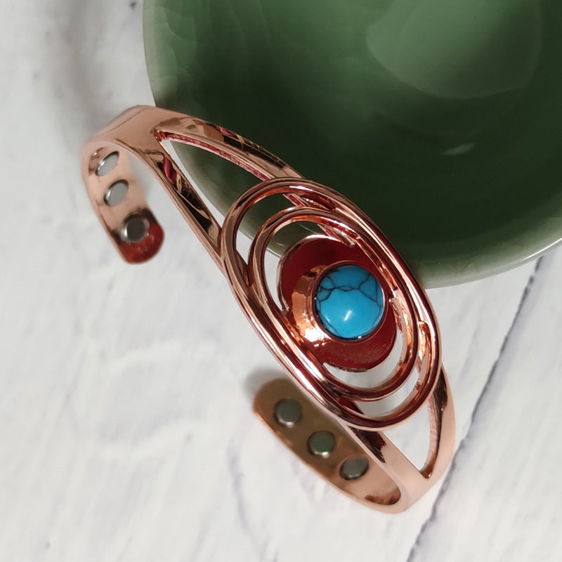 Wholesale Pure Copper Circle Middle Blue Bracelet