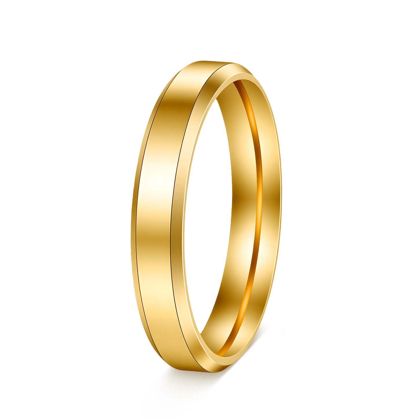 Women's & Men's Glossy Double Beveled Titanium Steel Wide Fashion Ring