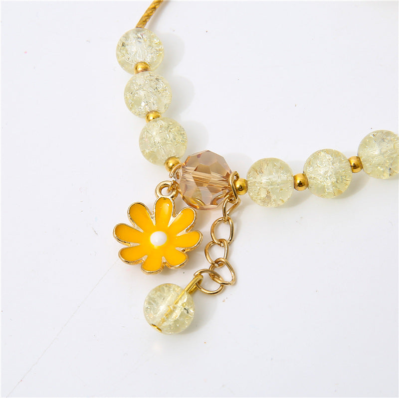 Flower Crystal String Beads Female Sunflower Bracelets