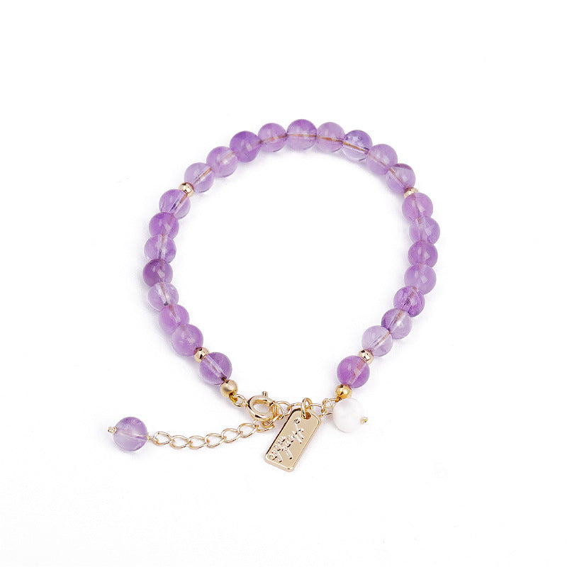 Natural Crystal Female Niche Romantic Lavender Amethyst Elegant Graceful Bracelet