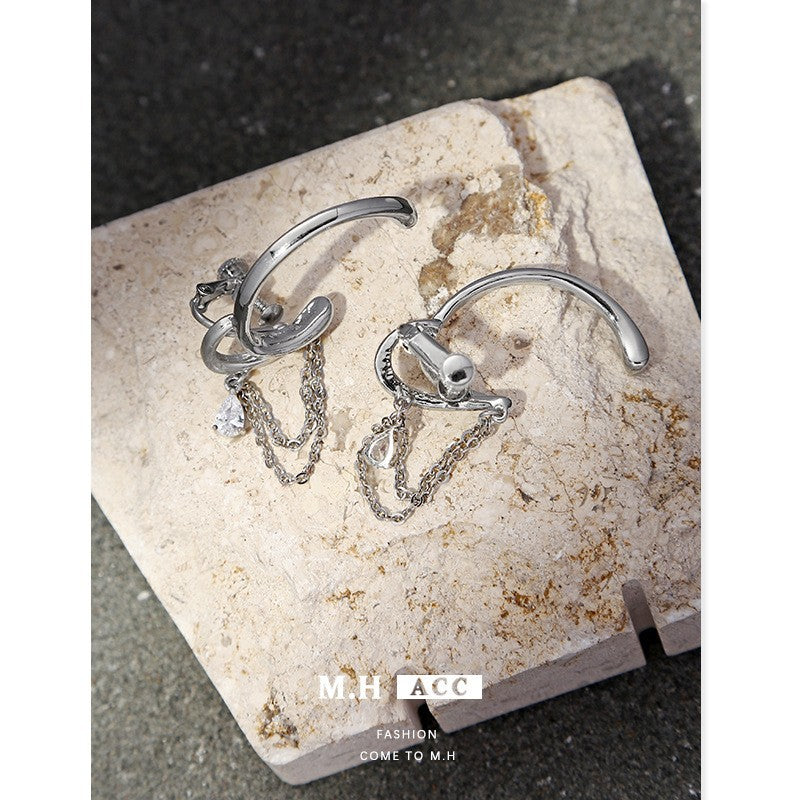 Boucles d'oreilles tendance sans oreilles avec Clip d'oreille en diamant froid pour femmes