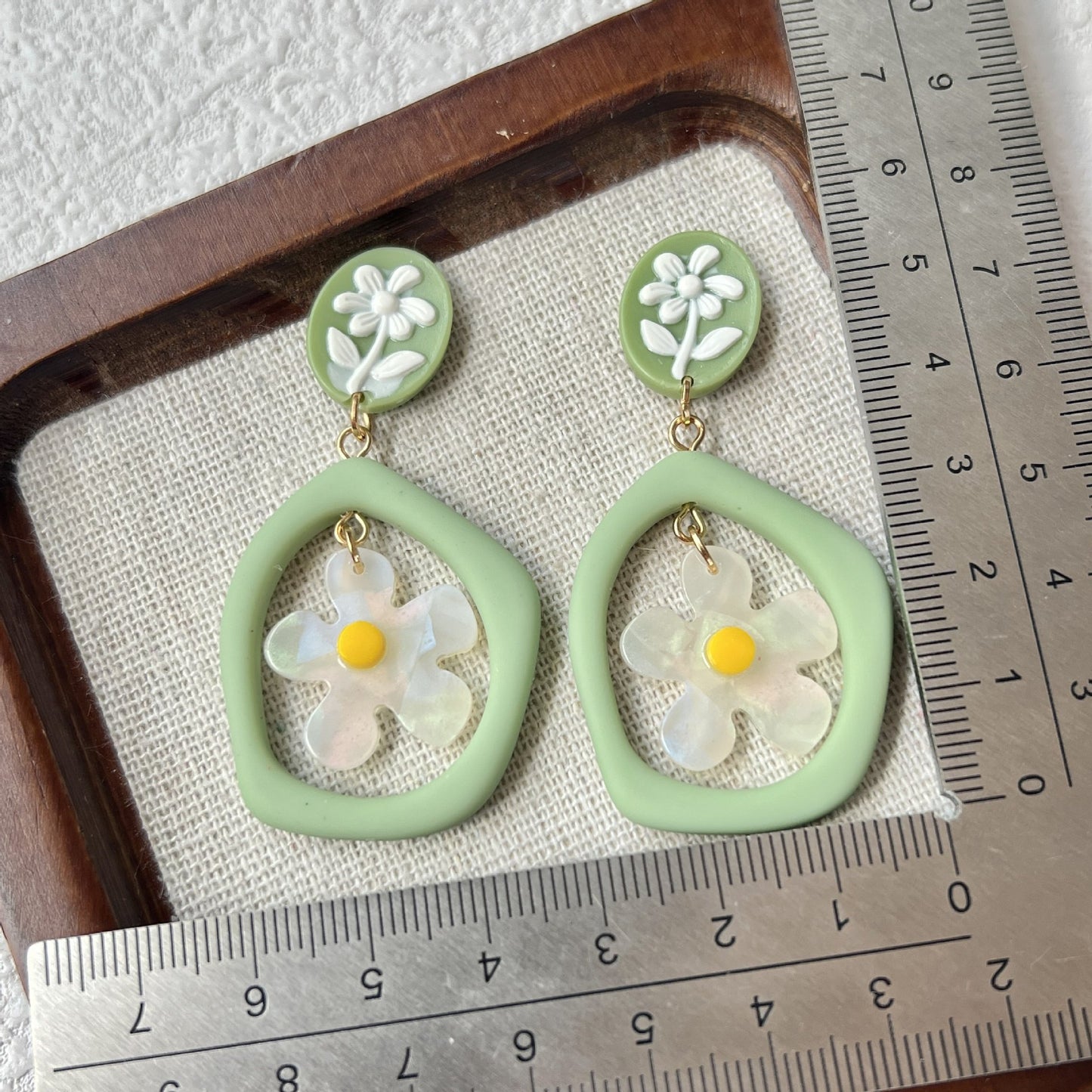 Mori Style Flower Green Magic Design Temperament Fairy Ear Rings