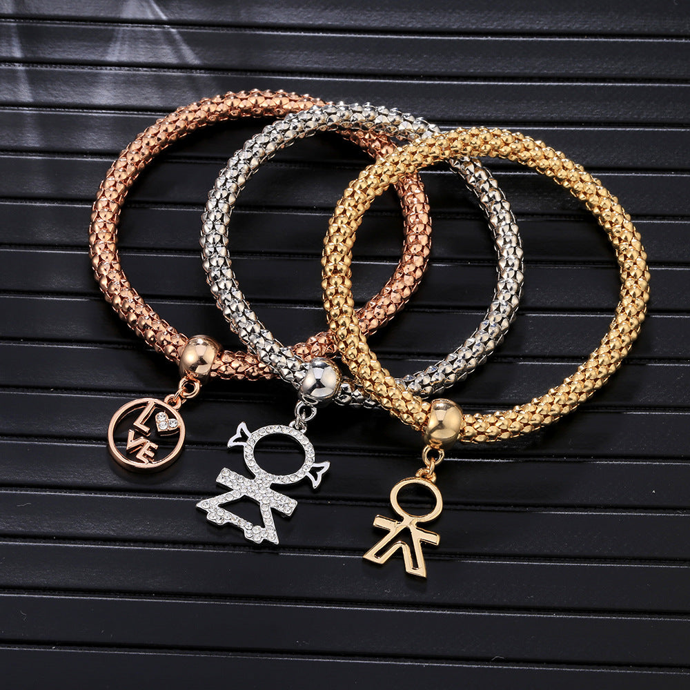 Diamond Pendant Alloy Three-color Suit Stretch Bracelets