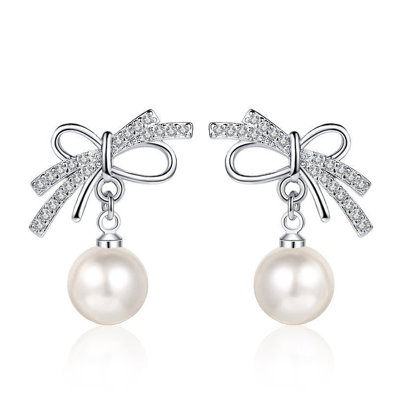 Stylish Graceful Simple Butterfly Pearl Sweet Female Stud Earrings