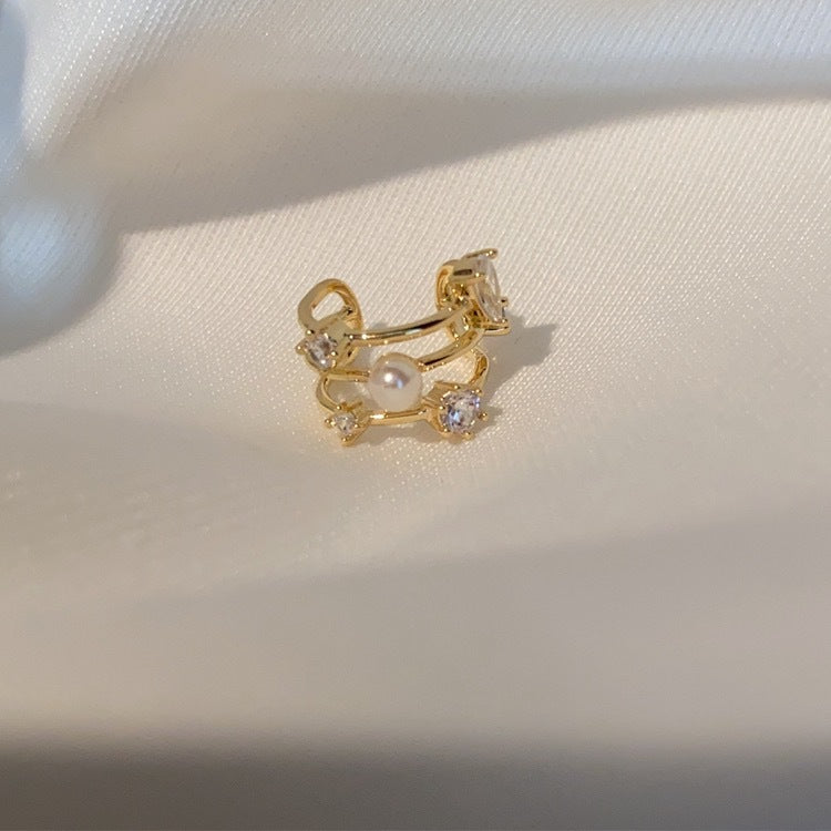 Women's Vintage Zircon Pearl Metal Simple Versatile Ear Clip