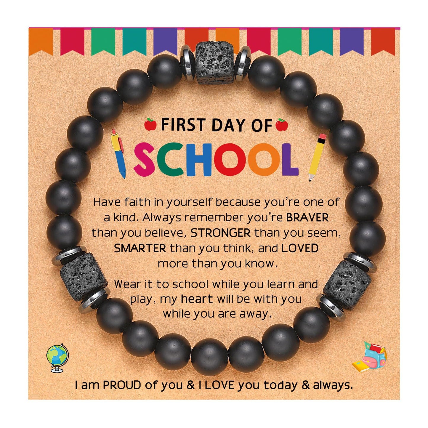 Frosted Square Volcanic Stone Father's Day Bracelets