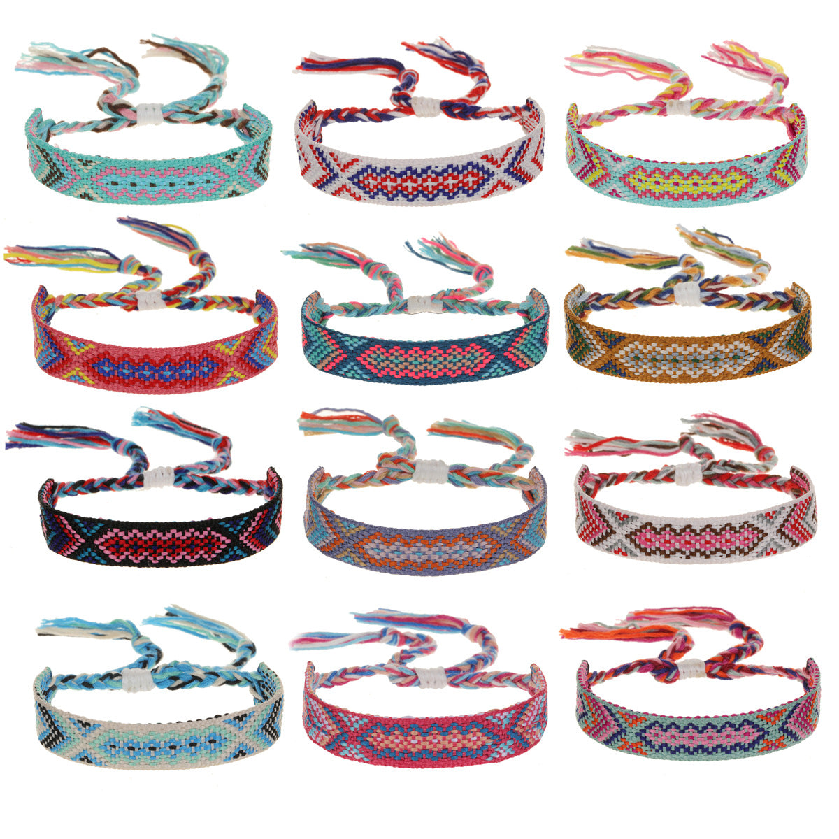 Hand-woven Adjustable Ethnic Friendship Rainbow Carrying Bracelets