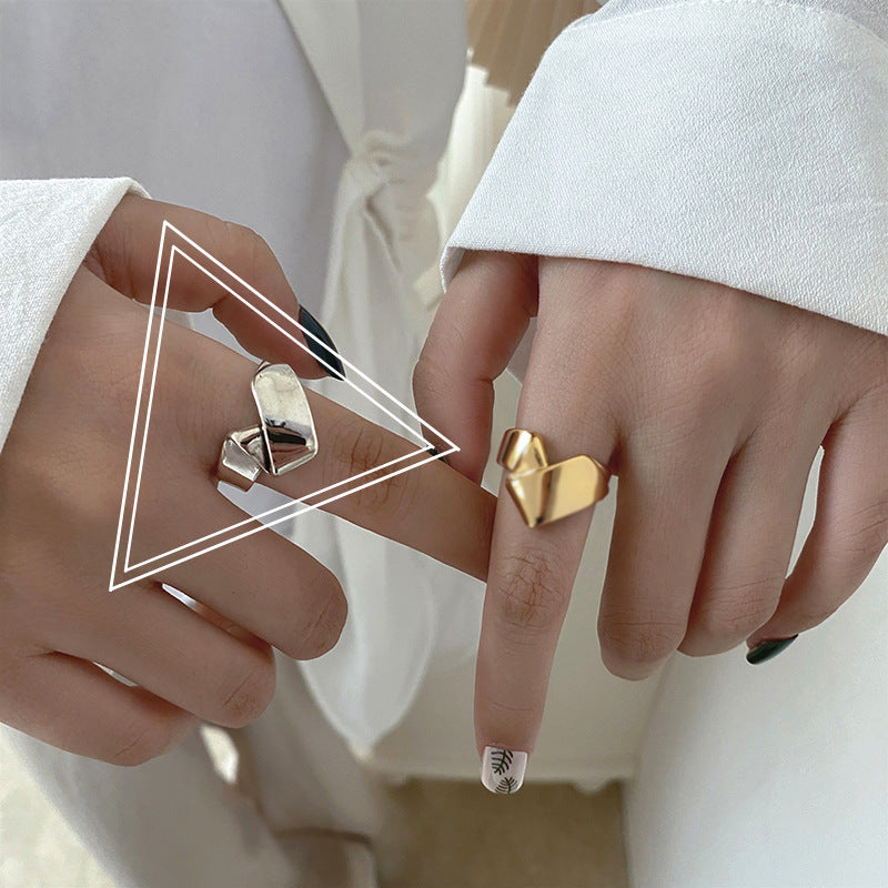 Vintage Geometric Temperament Golden Stylish Opening Rings