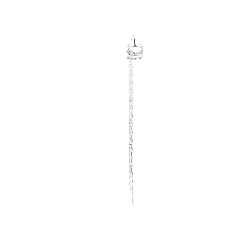 High-grade Long Earless Geometric Tile Chain Ear Clip