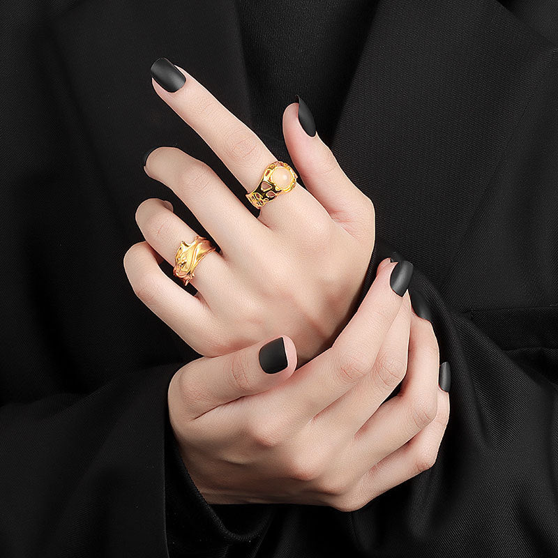 Korean Style Niche Design Fashionable Irregular Pleated Rings